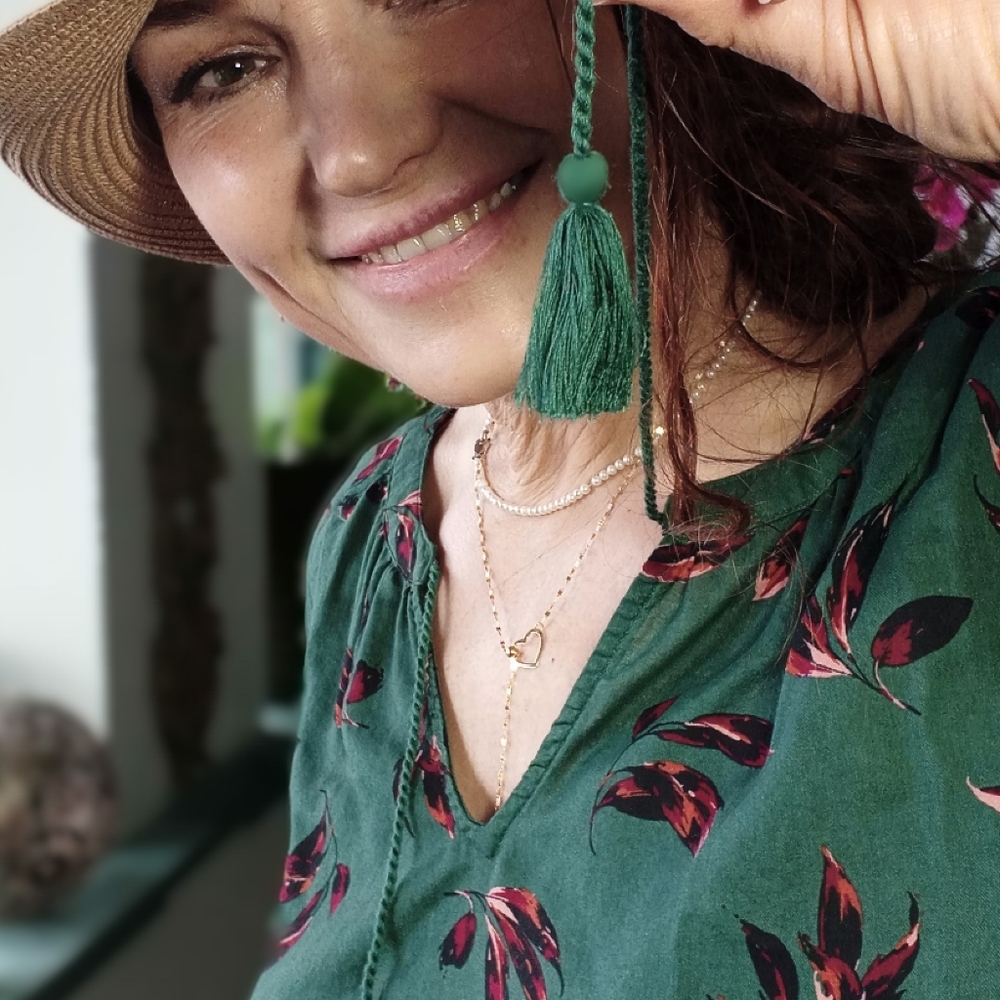 Green VISCOSE boho blouse - Picture 12 of 13